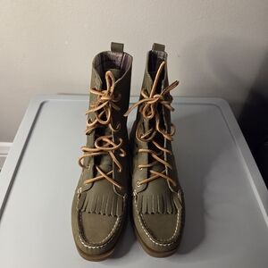 Olive Lace-Up Sperry Top Spide Women's Boots Size 6 1/2
